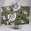 White Fish Print Hooded Blanket