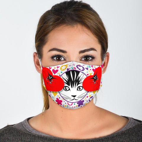 Cute Cats Heart Print Face Mask