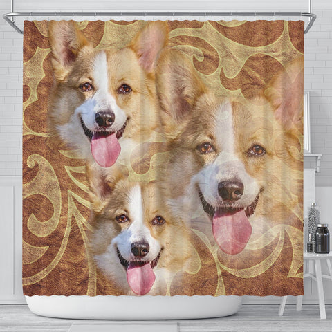 Cute Pembroke Welsh Corgi Print Shower Curtains