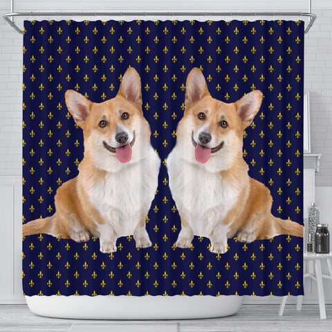 Cardigan Welsh Corgi Dog Print Shower Curtains