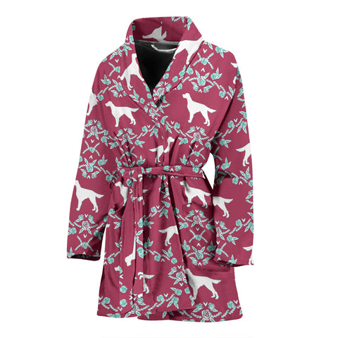 Irish Setter Dog Floral Pattern Print Women's Bath Robe