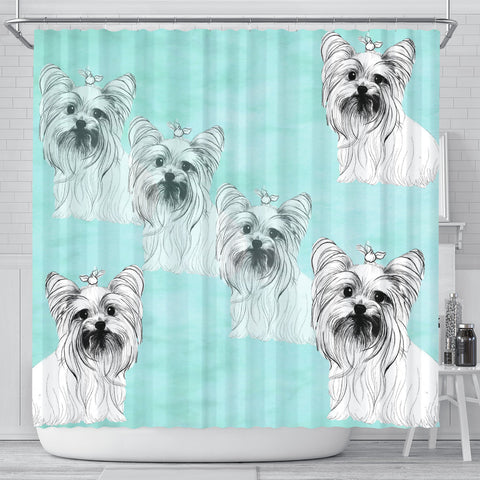 Yorkie Dog Sketch Print Shower Curtain