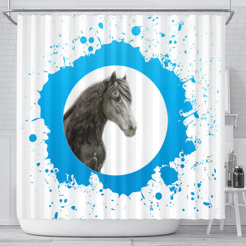 Friesian horse Print Shower Curtain