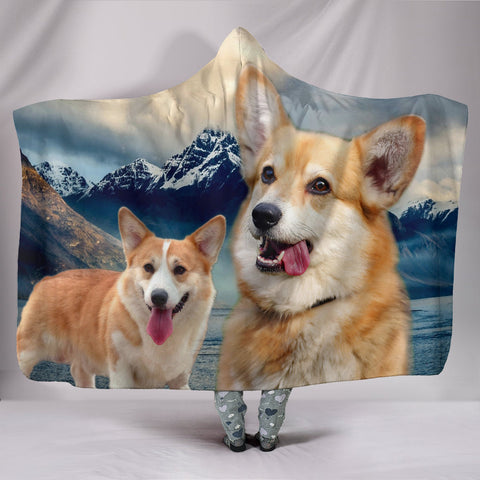 Pembroke Welsh Corgi Print Hooded Blanket