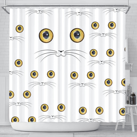 Cute Cats Eyes Print Shower Curtain