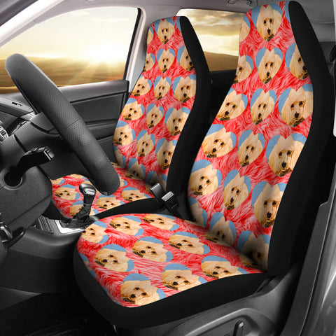 Poodle Dog On Hearts Print Car Seat Covers