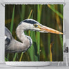 Grey Heron Bird Print Shower Curtains