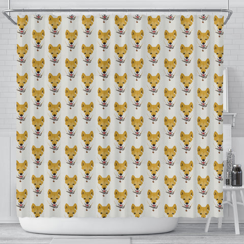 Shiba Inu Dog Pattern Print Shower Curtains
