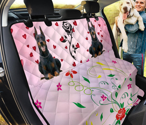 Doberman Pinscher With Rose Print Pet Seat Covers