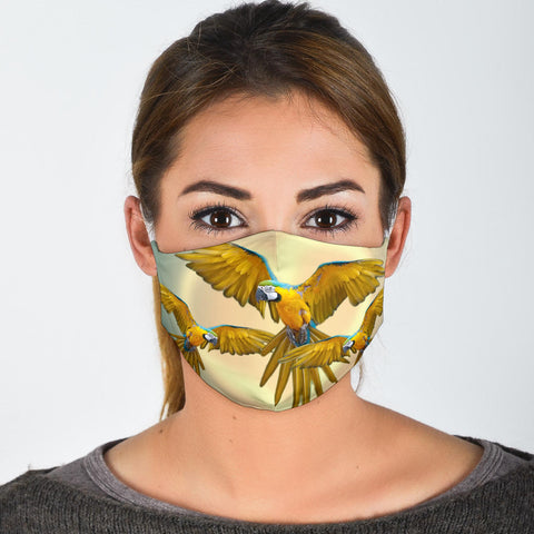 Blue And Yellow Macaw Print Face Mask