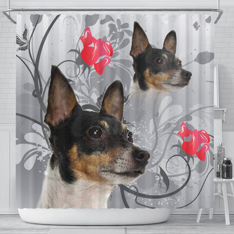 Cute Toy Fox Terrier Print Shower Curtain