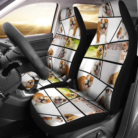 Bulldog Collage Print Car Seat Covers