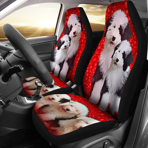 Old English Sheepdog Print Car Seat Covers