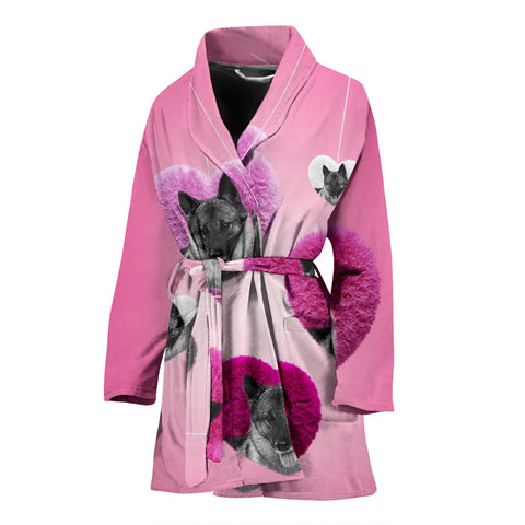 Norwegian Elkhound dog Print Women's Bath Robe