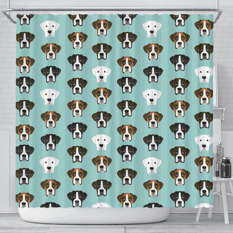 Boxer Dog Faces Print Shower Curtain
