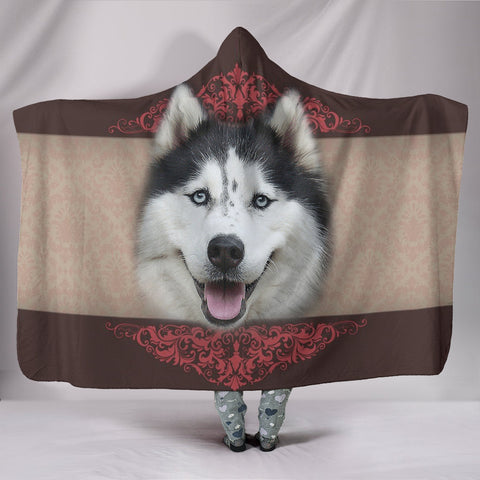Amazing Siberian Husky Face Print Hooded Blanket