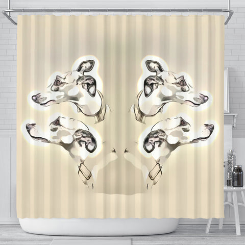 Whippet Dog Print Shower Curtain