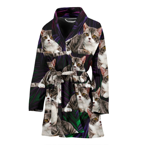 American Wirehair Cat Print Women's Bath Robe