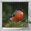 Lovely Bullfinch Bird Print Shower Curtains