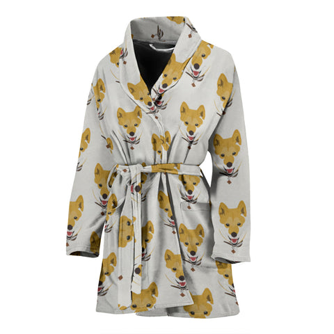 Shiba Inu Dog Pattern Print Women's Bath Rob