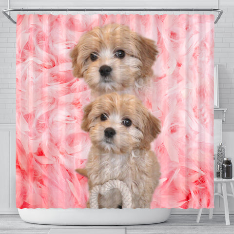 Cavapoo On Pink Print Shower Curtains