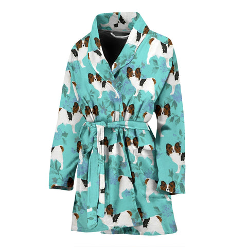 Papillon Dog Pattern Print Women's Bath Robe