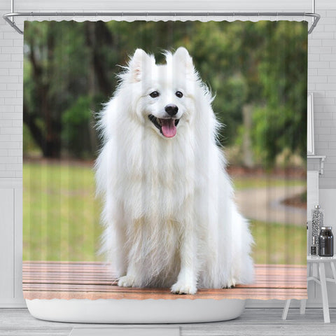 Spitz Dog Print Shower Curtains