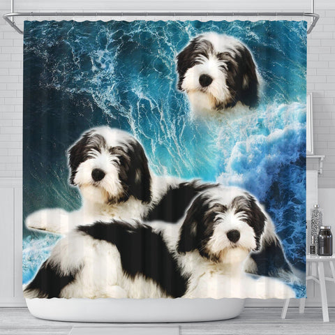 Polish Lowland Sheepdog Print Shower Curtains