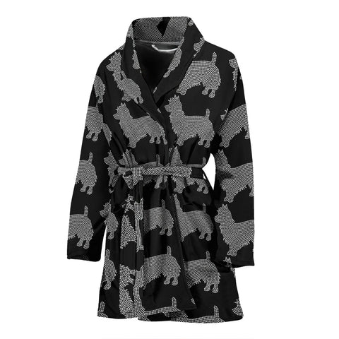 Australian Terrier Dog Black Pattern Print Women's Bath Robe