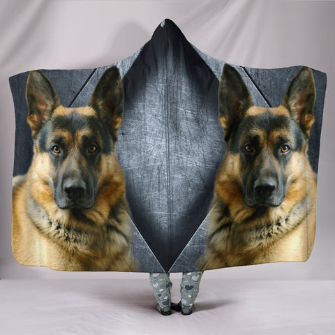 German Shepherd Print Hooded Blanket