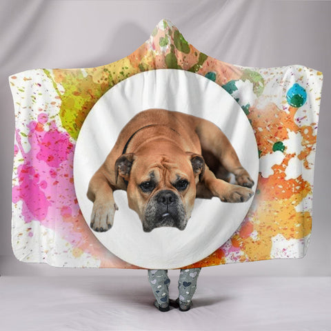 Colorful Bullmastiff Dog Print Hooded Blanket