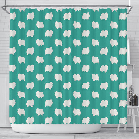 Pomeranian Dog Pattern Print Shower Curtains