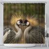 Grey Crowned Crane Bird Print Shower Curtains