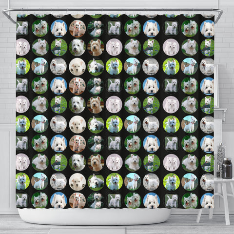West Highland White Terrier In Lots Print Shower Curtain