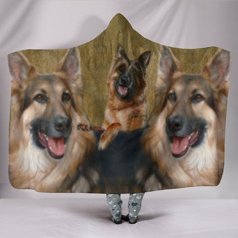 German Shepherd Smiley Face Print Hooded Blanket