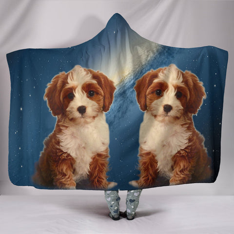 Cute Cavapoo Puppy Print Hooded Blanket