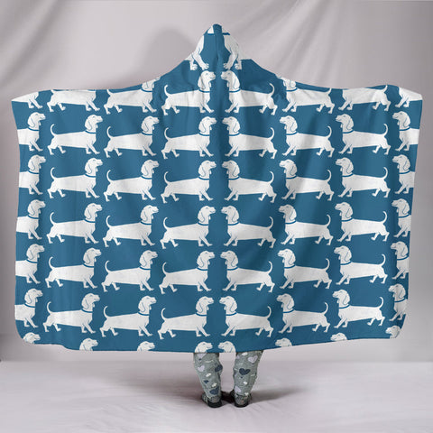 Dachshund Dog Pattern Print Hooded Blanket