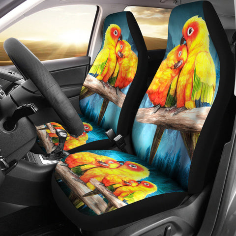 Sun Conure (The Sun Parakeet) Parrot Print Car Seat Covers