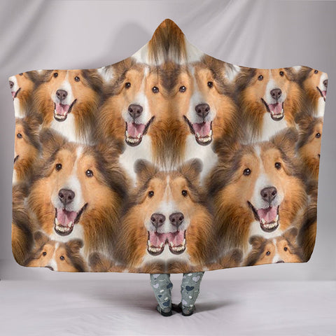 Laughing Shetland Sheepdog Print Hooded Blanket