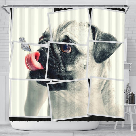 Cute Pug Dog Image Art Print Shower Curtains