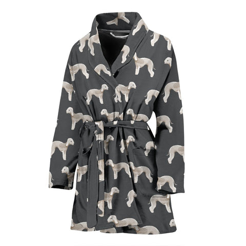 Bedlington Terrier Dog Pattern Print Women's Bath Robe