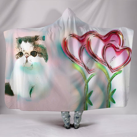 Exotic Shorthair Cat Print Hooded Blanket