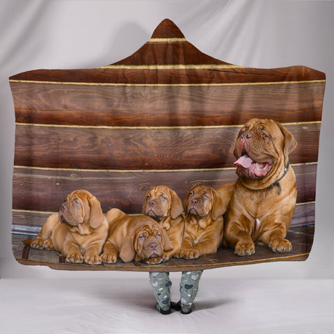 Bordeaux Mastiff Print Hooded Blanket