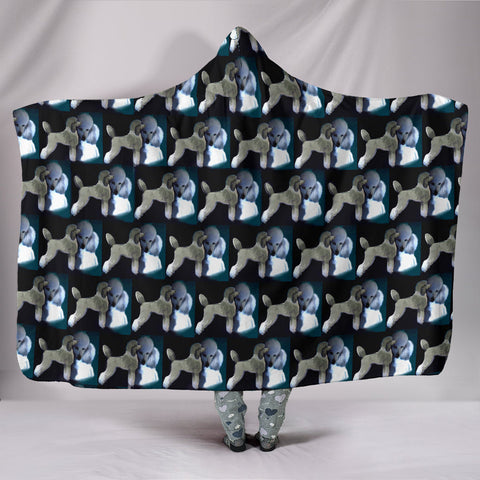 Poodle Dog Pattern Print Hooded Blanket
