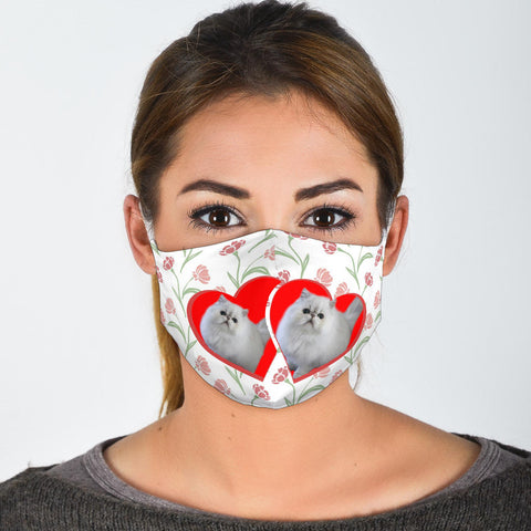 Persian Cat Floral Print Face Mask