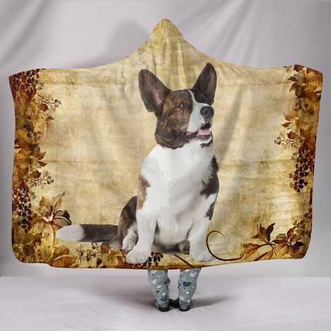 Cute Cardigan Welsh Corgi Print Hooded Blanket