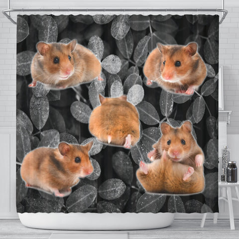 Djungarian Hamster On Black Print Shower Curtains