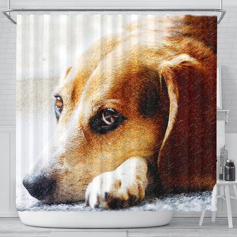 Beagle Dog Art Print Shower Curtains