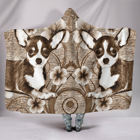 Cute Chihuahua Print Hooded Blanket