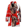 English Mastiff On Red Print Women's Bath Robe